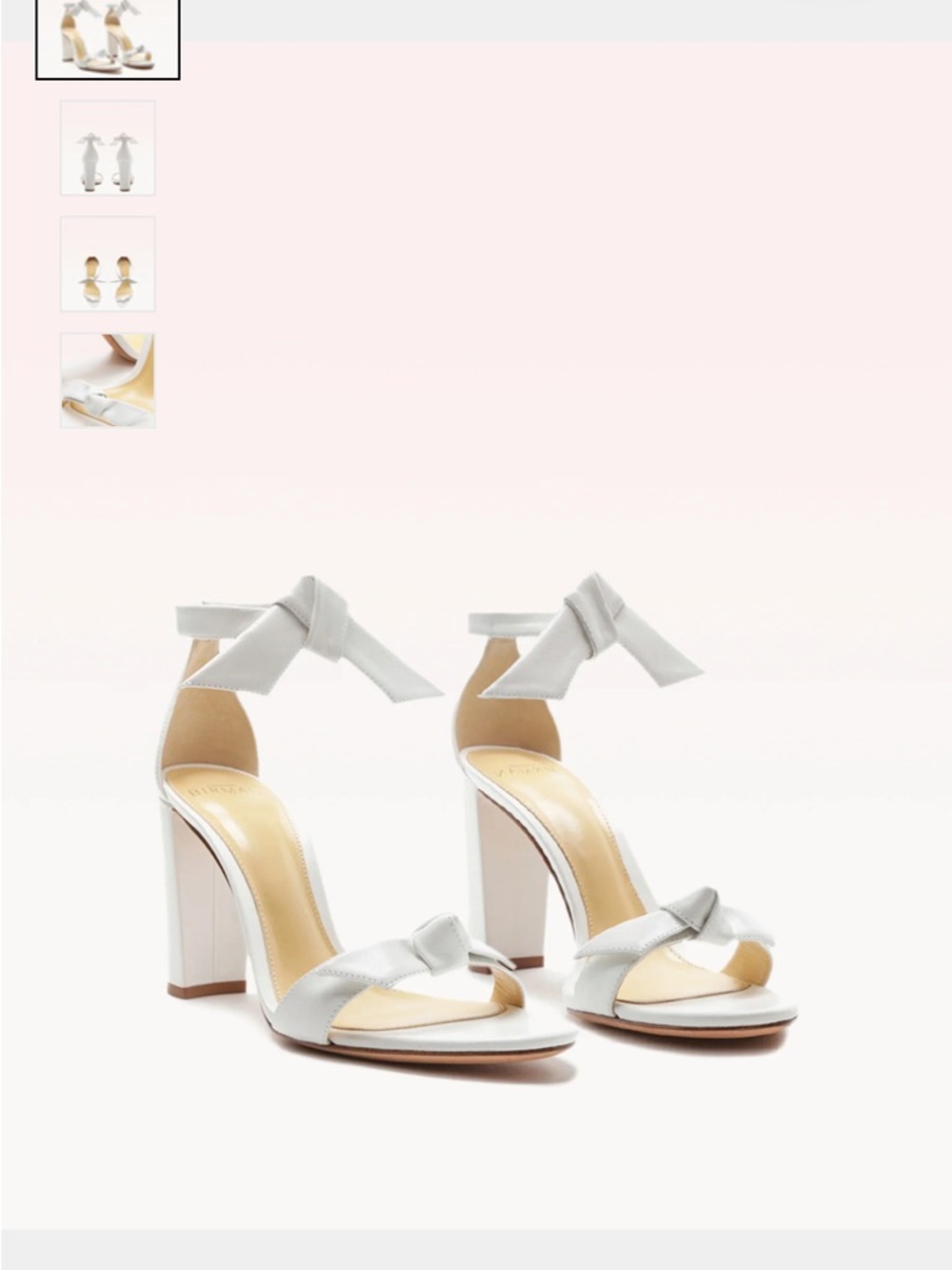 Alexandre Birman Clarita Block 90 White Knot Ankle-Strap Block Heels